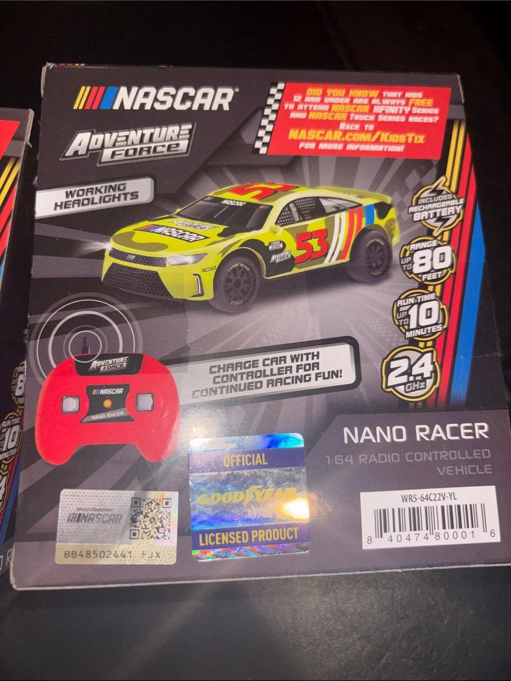 Nascar Nano Racer 2-Pack Remote Cars in Lime Green and White